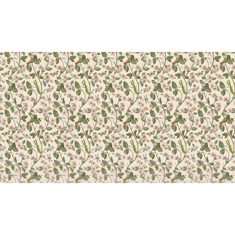 Papier peint tapisserie fleurs style vintage champêtre — autocollant