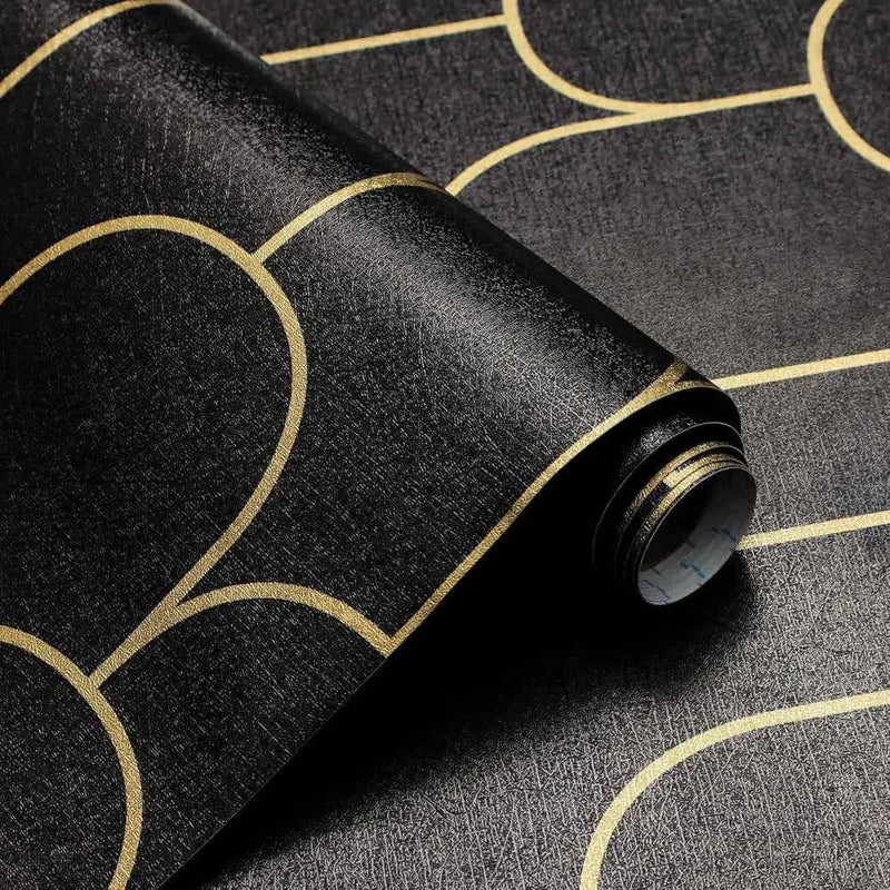 Papier peint tapisserie géométrique noir et or — autocollant