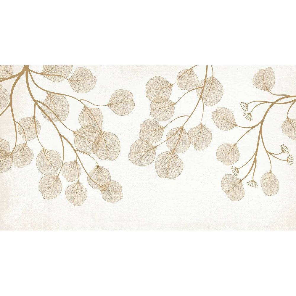 Papier peint tapisserie ginkgo beige apaisant - motif