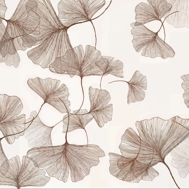 Papier peint tapisserie ginkgo blanc lumineux — autocollant