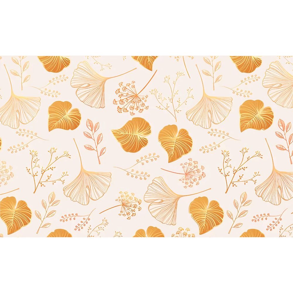 Papier peint tapisserie ginkgo terracotta chaleureux - motif