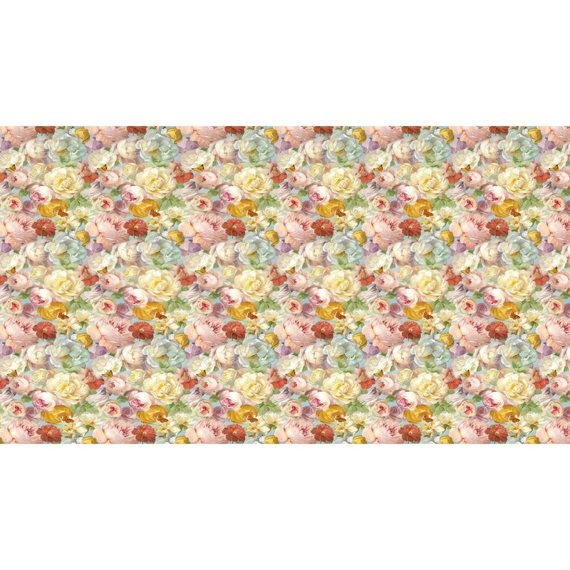 Papier peint tapisserie grosses fleurs anglaises colorées — autocollant