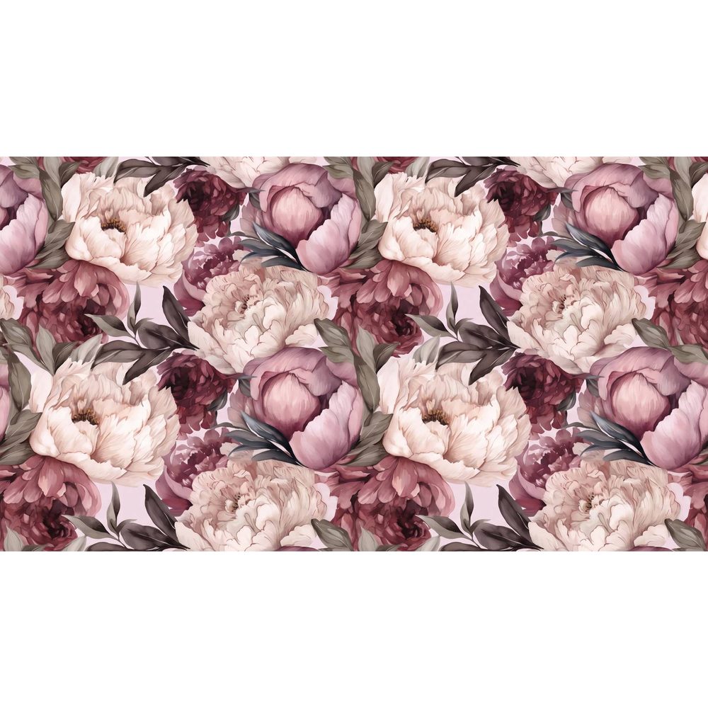 Papier peint tapisserie grosses fleurs pivoines - motif