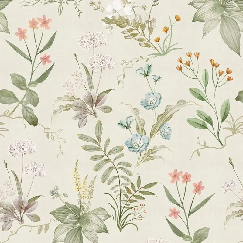 Papier peint tapisserie herbier rétro botanique — autocollant