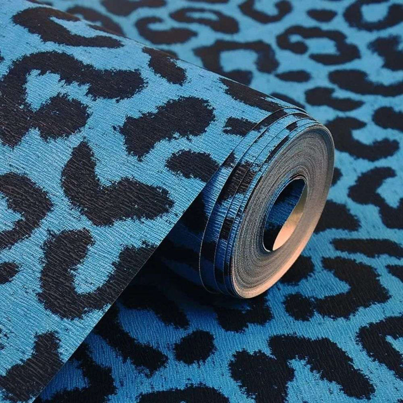 Papier peint tapisserie léopard bleu décalé — autocollant