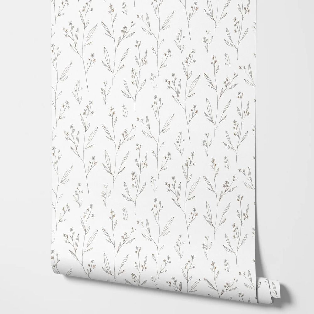 Papier peint tapisserie liberty noir et blanc - motif