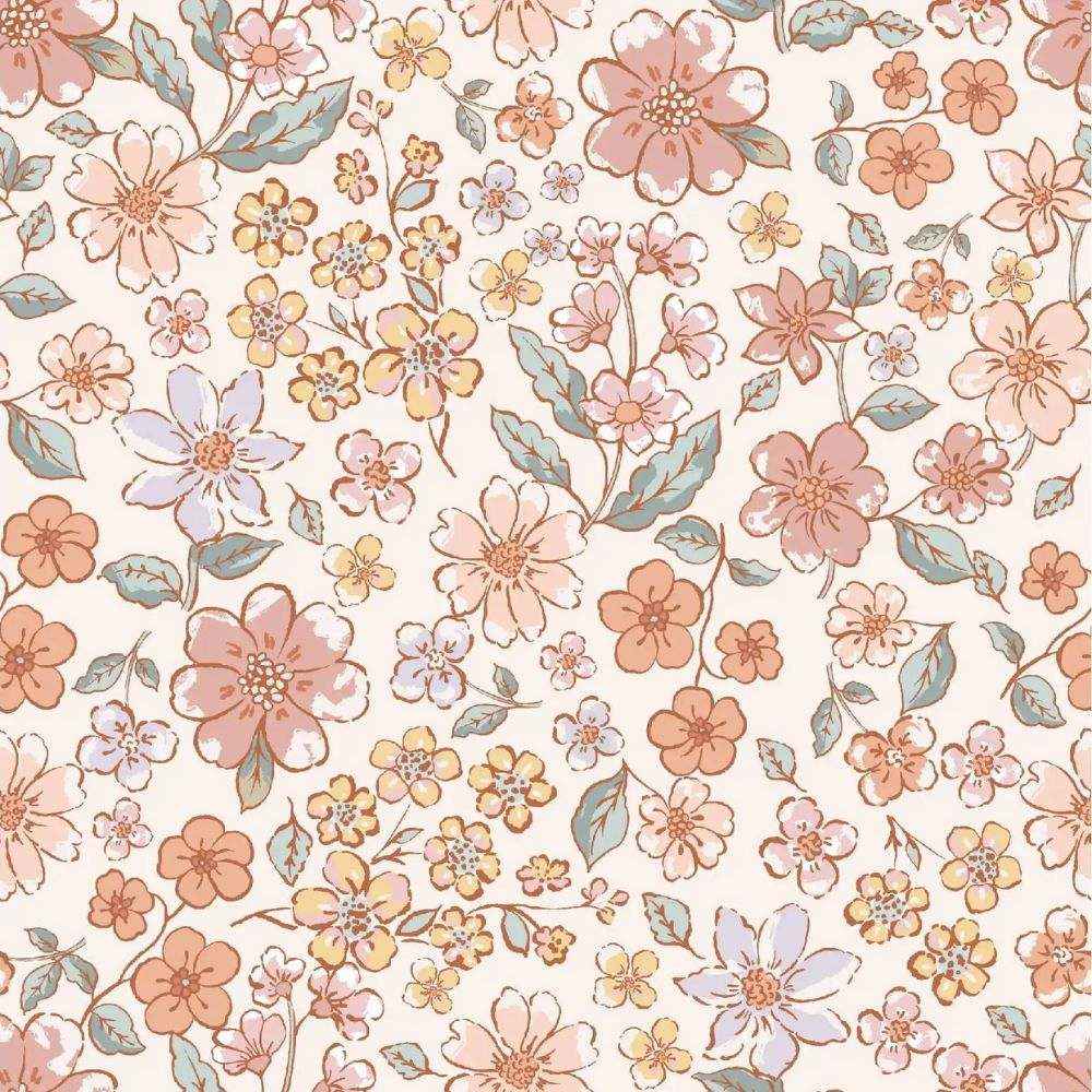 Papier peint tapisserie liberty rose et taupe - motif