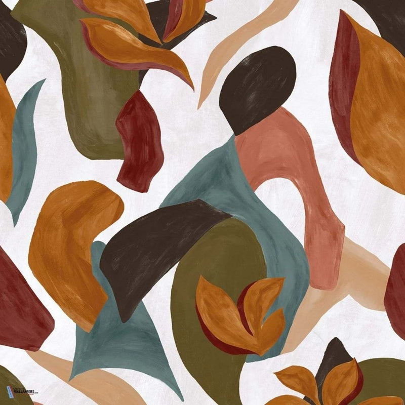 Papier peint tapisserie panoramique bleu canard et terracotta — autocollant