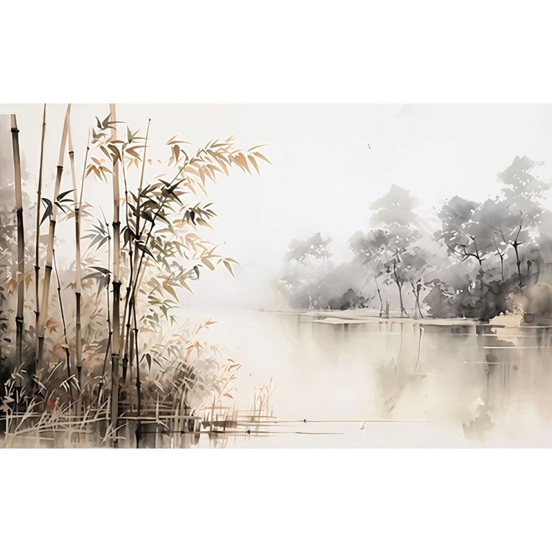Papier peint tapisserie panoramique forêt de bambous — autocollant
