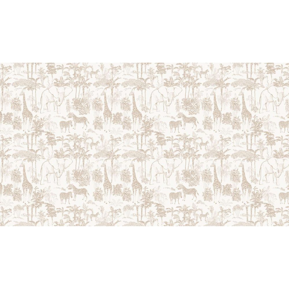 Papier peint tapisserie toile de Jouy beige - motif