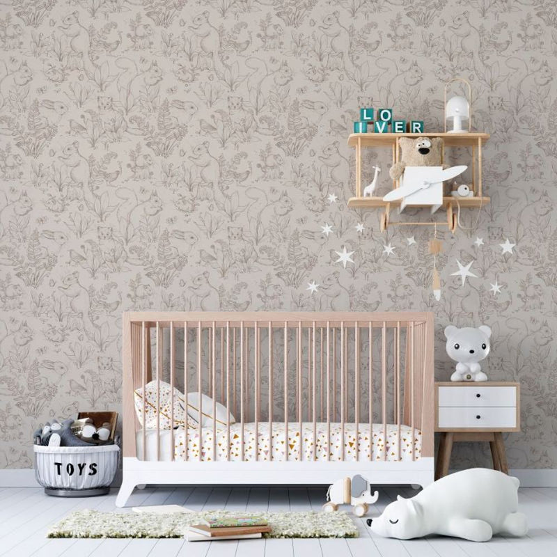 Papier peint tapisserie toile de Jouy pour chambre — intissé mat premium