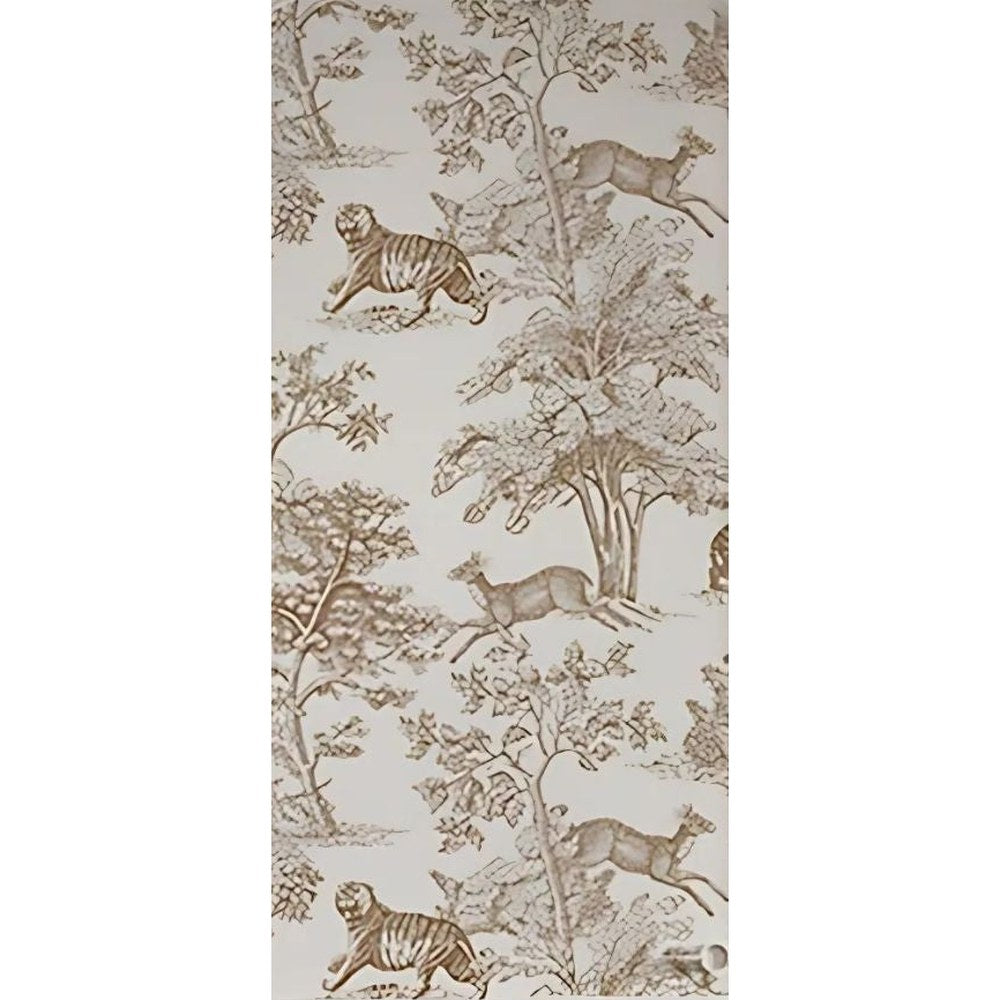 Papier peint tapisserie toile de Jouy marron - motif