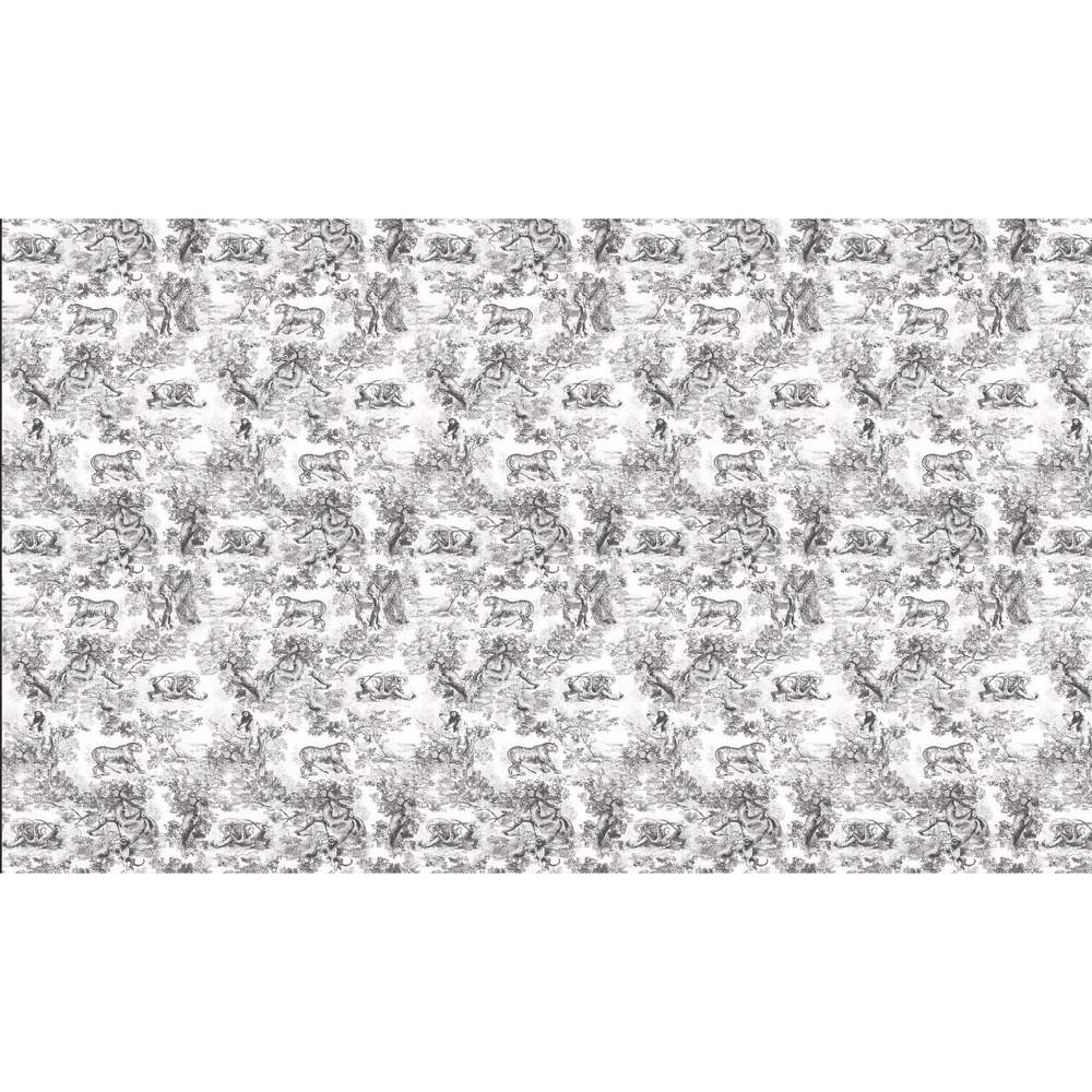 Papier peint tapisserie toile de Jouy noir et blanc - motif