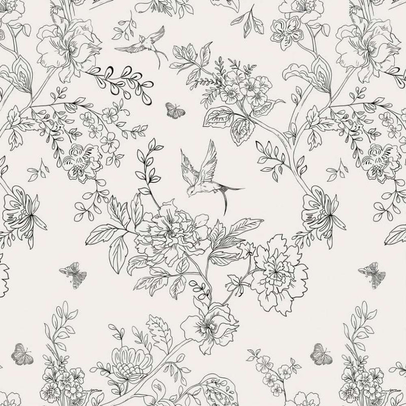 Papier peint tapisserie toile de Jouy petites fleurs — autocollant