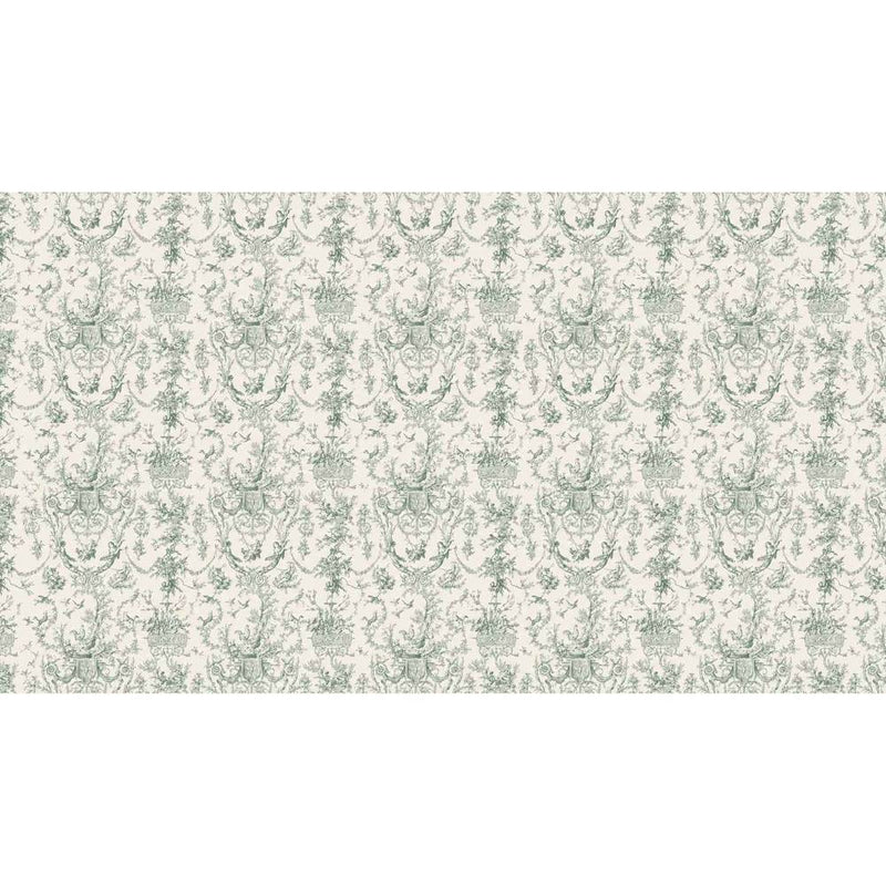 Papier peint tapisserie toile de Jouy vert — autocollant
