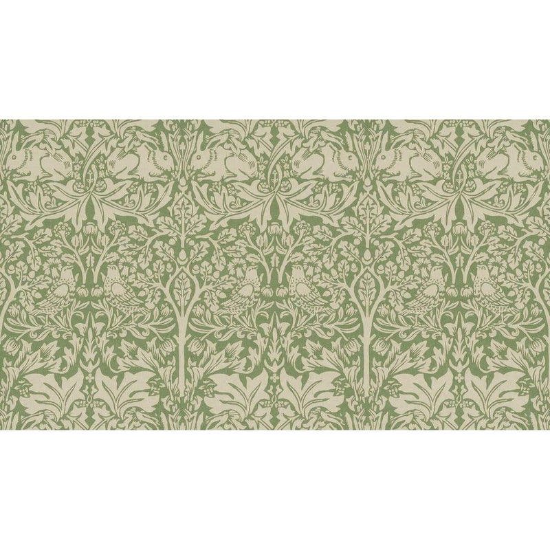 Papier peint tapisserie William Morris lapins et oiseaux vert sauge — autocollant