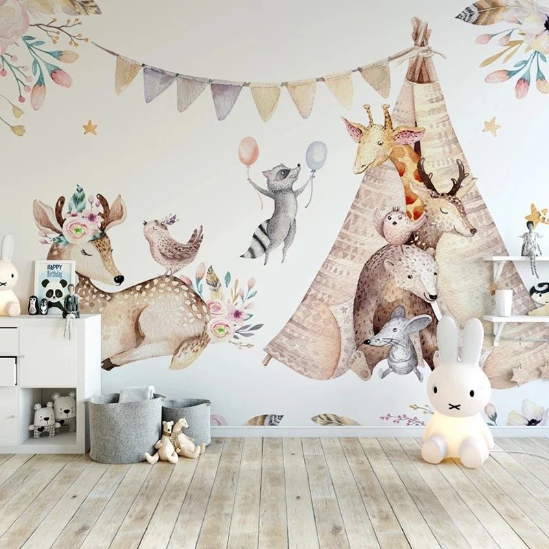 Papier peint vintage chambre bebe — autocollant