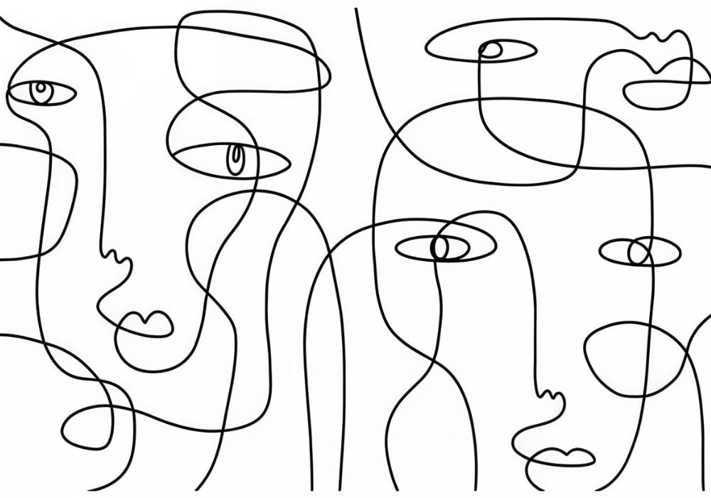 Papier Peint Visage Noir Et Blanc - Papierpeint - panoramique.fr