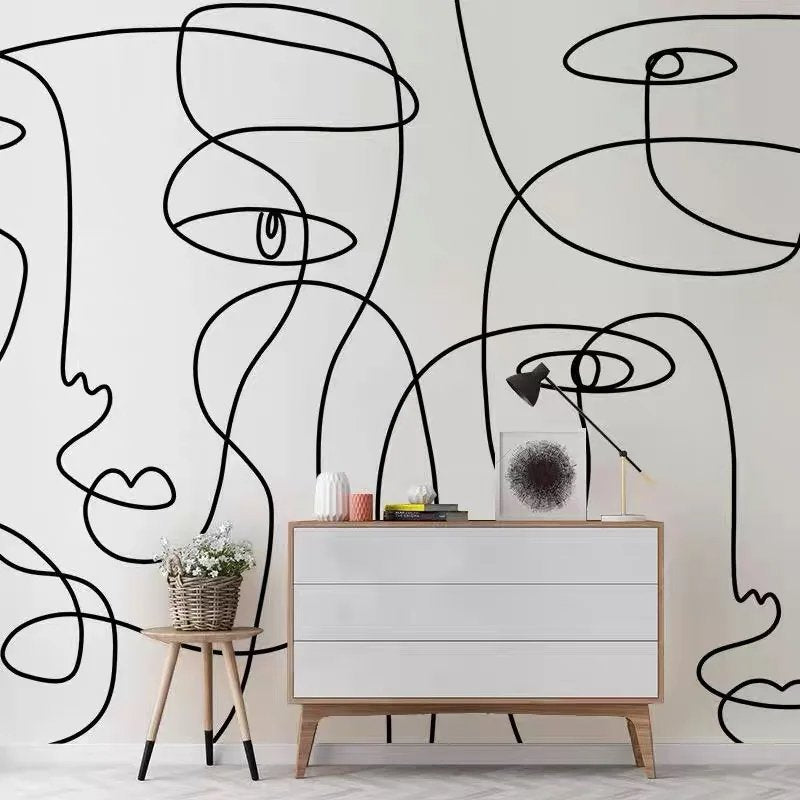 Papier Peint Visage Noir Et Blanc — intissé mat premium