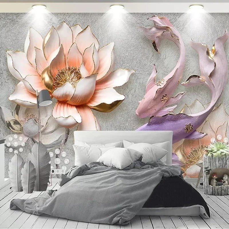 Papier peint grosses fleurs