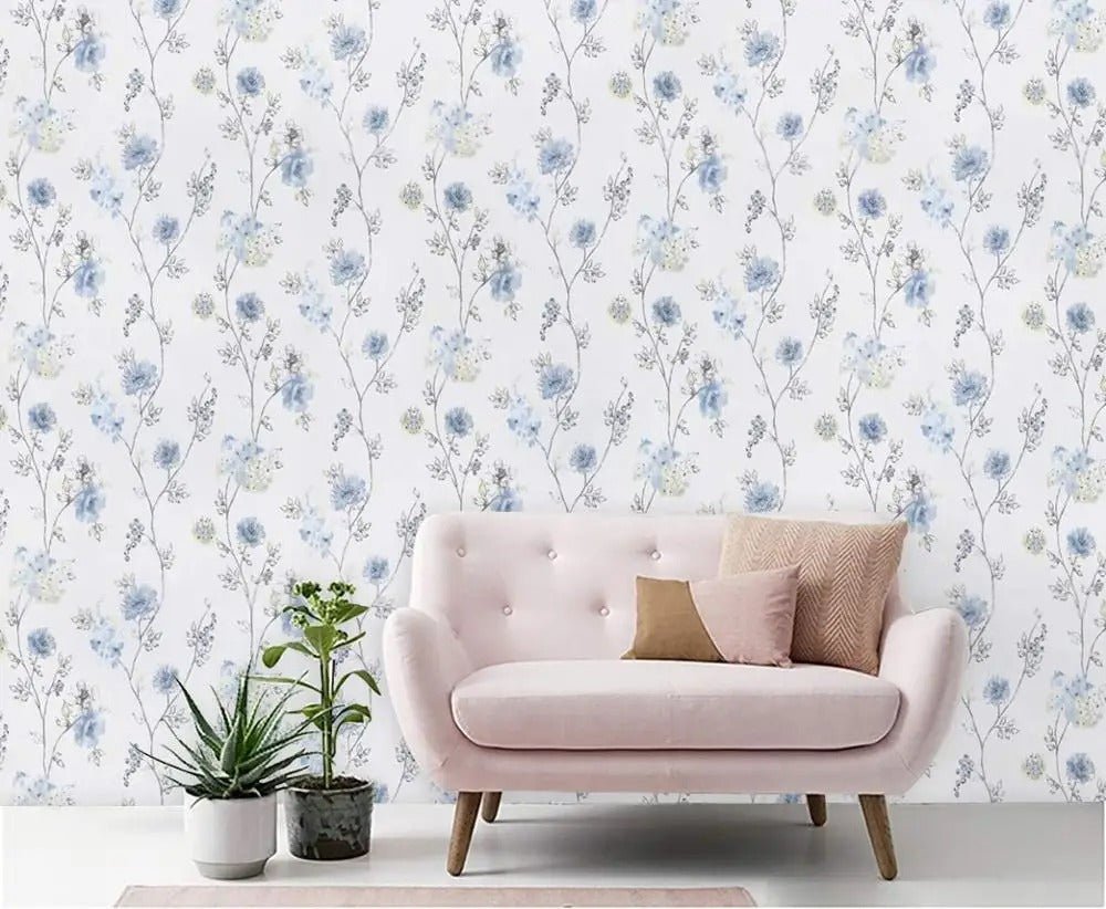 Couloir papier peint fleuri - motif
