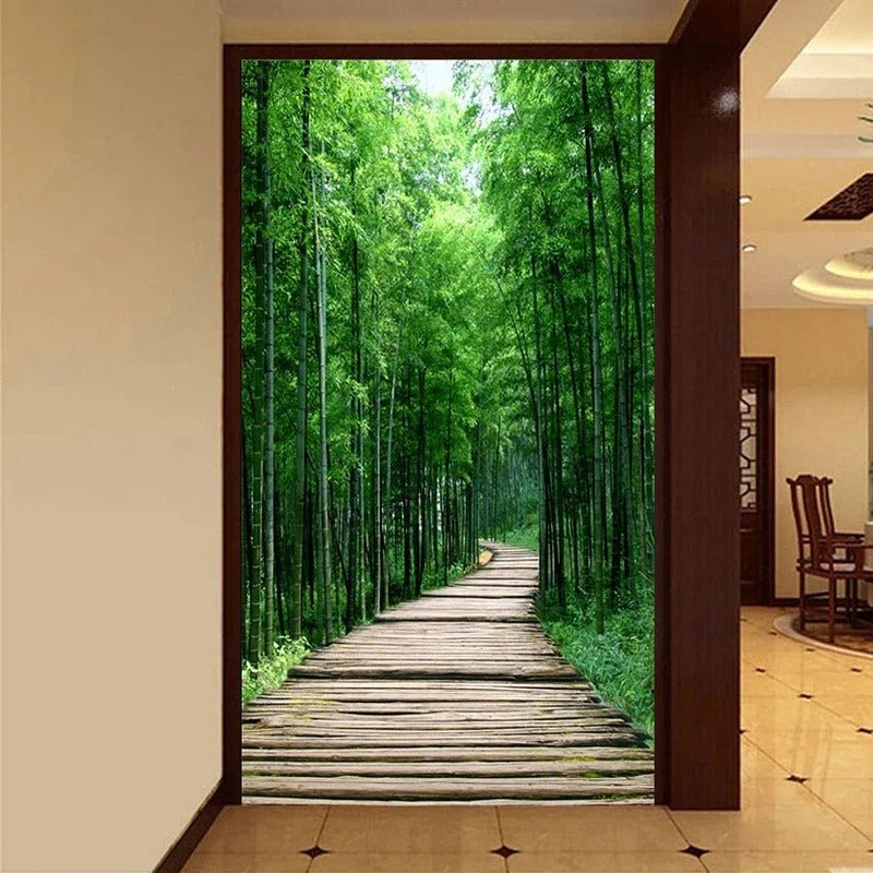 Couloir papier peint vert — autocollant