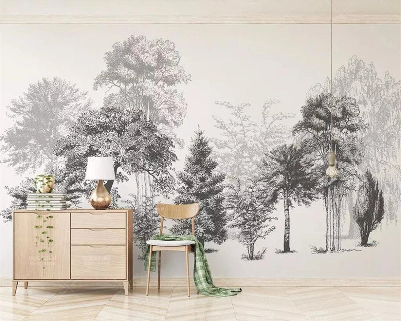 Papier peint animaux savane noir et blanc — autocollant