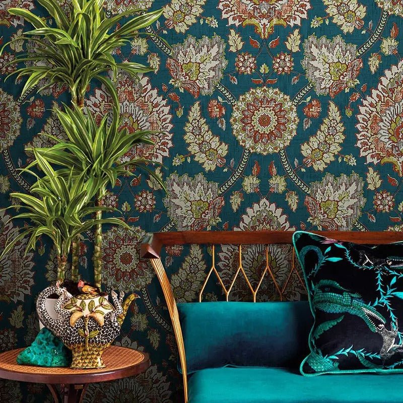 Papier peint boheme fleur — intissé mat premium