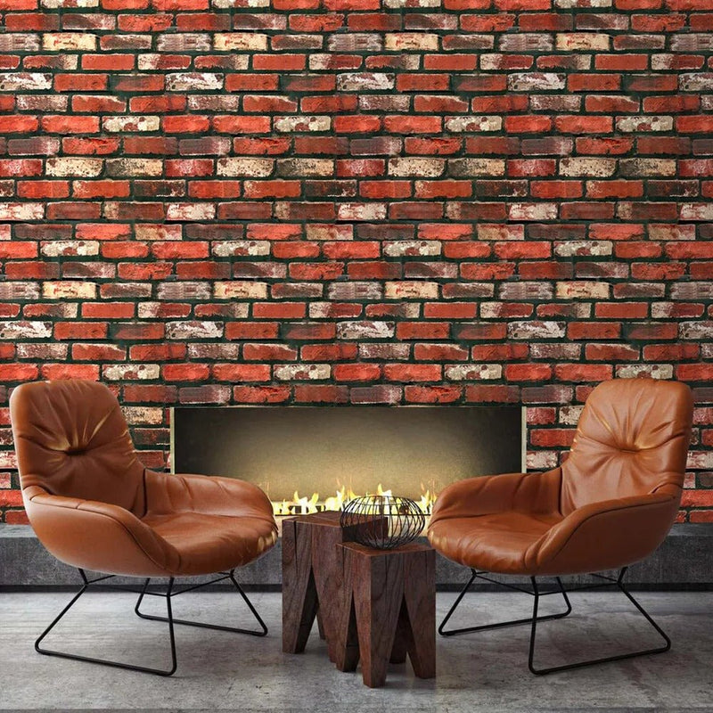 Papier peint brique loft — intissé mat premium