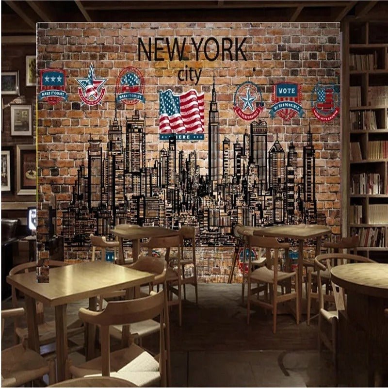Papier peint brique new york — intissé mat premium