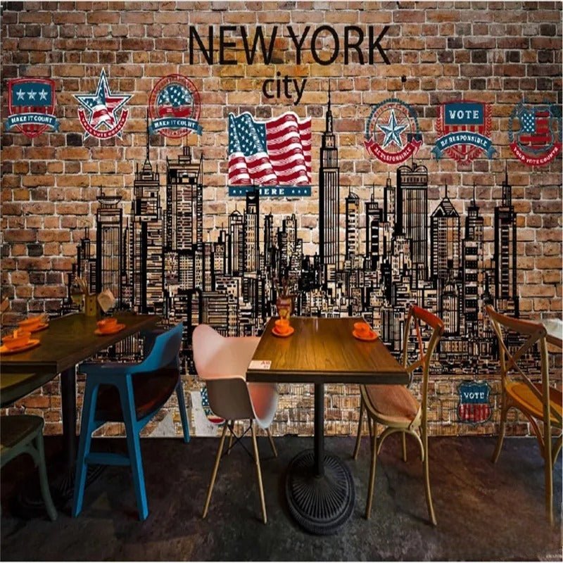 Papier peint brique new york — autocollant