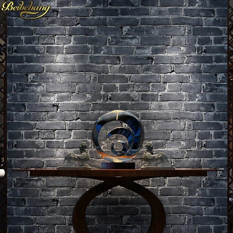 Papier peint brique noir salon — intissé mat premium