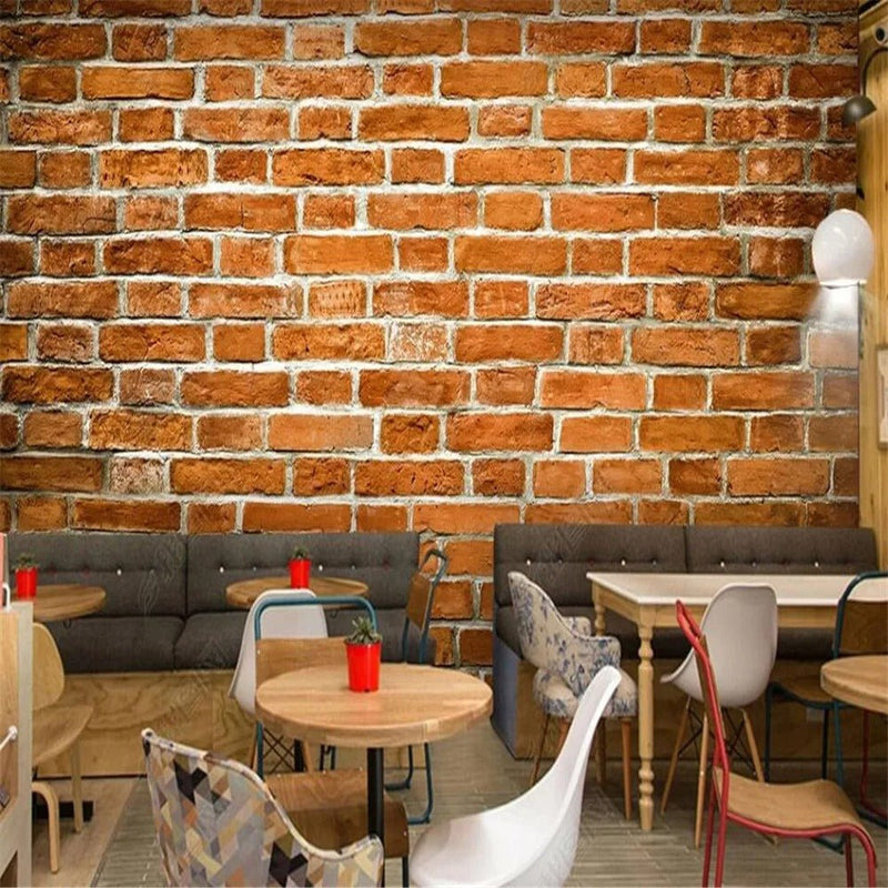 Papier peint brique orange — intissé mat premium