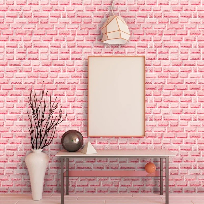 Papier peint brique rose — intissé mat premium