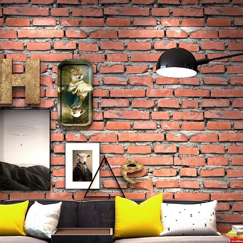 Papier peint brique taupe — intissé mat premium