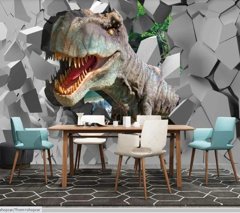 Papier Peint Carte Du Monde Dinosaure — intissé mat premium