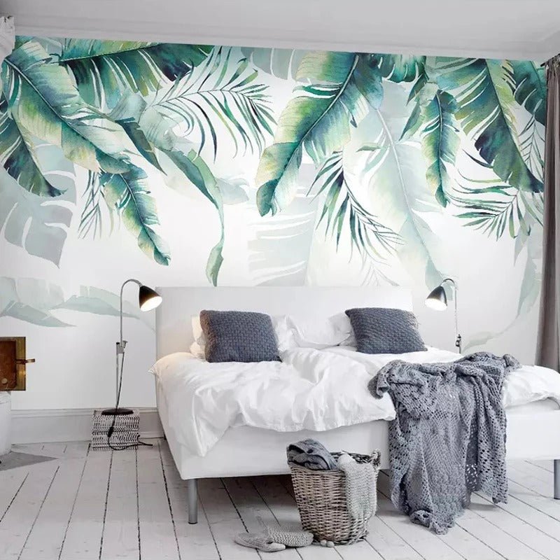 Papier peint chambre feuillage — intissé mat premium