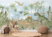 Papier Peint Dinosaure Vert - Papierpeint-panoramique.fr
