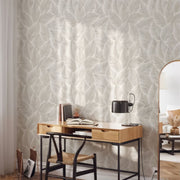 Papier peint feuillage beige - Papierpeint - panoramique.fr