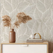 Papier peint feuillage beige - Papierpeint - panoramique.fr