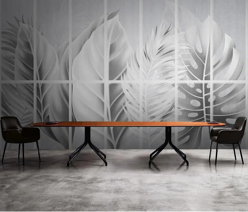 Papier peint feuillage blanc — autocollant