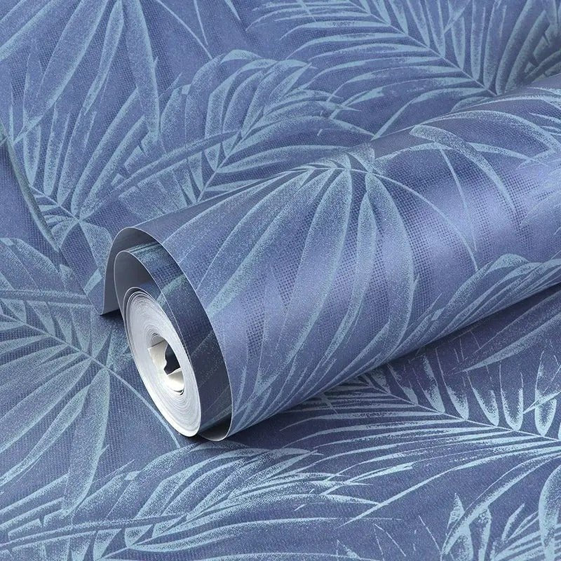 Papier peint feuillage bleu canard — autocollant