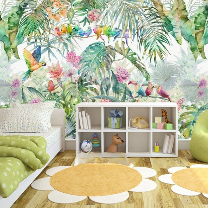 Papier peint feuillage coloré — intissé mat premium