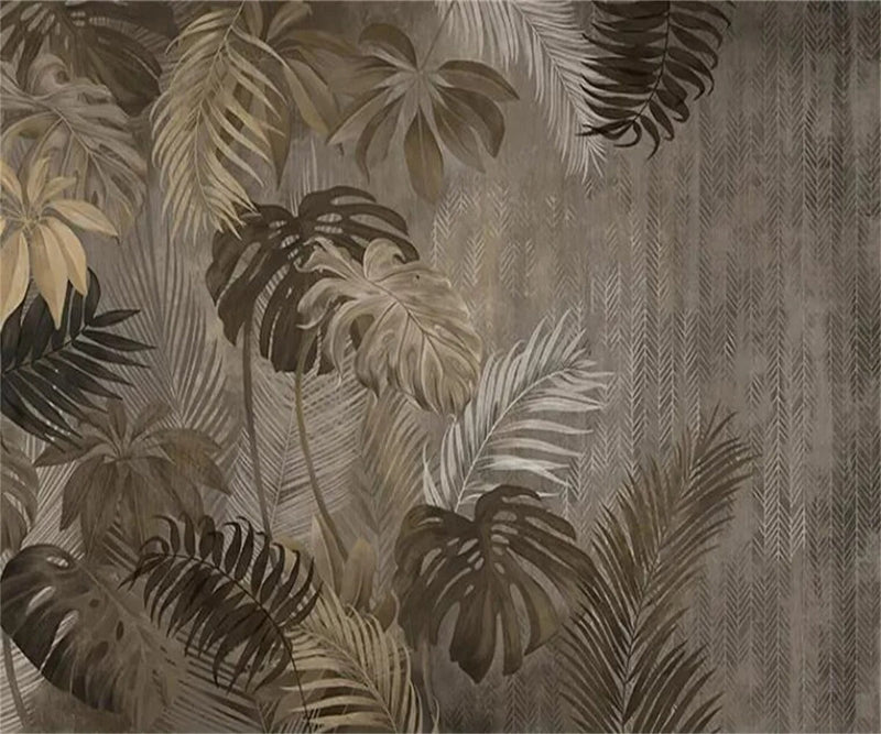 Papier peint feuillage marron — intissé mat premium