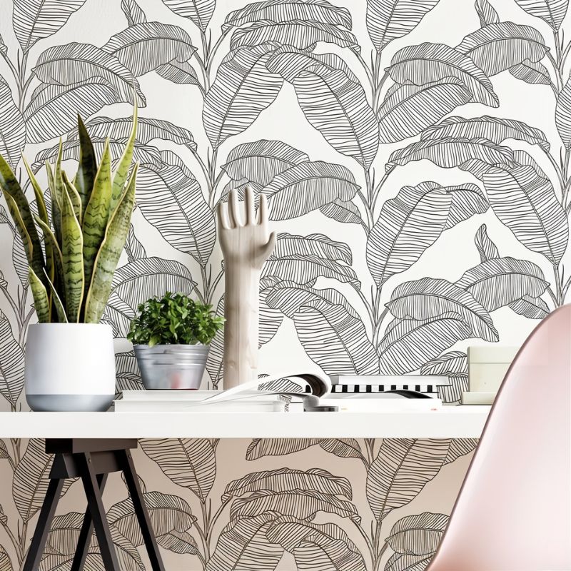 Papier peint feuillage noir — autocollant