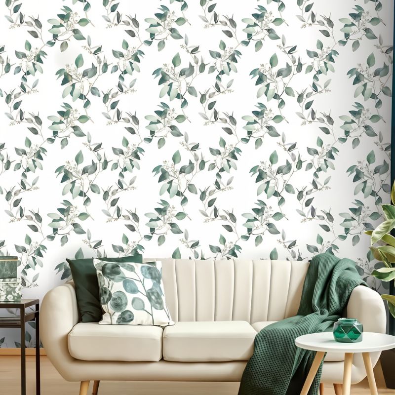 Papier peint feuillage vert — intissé mat premium