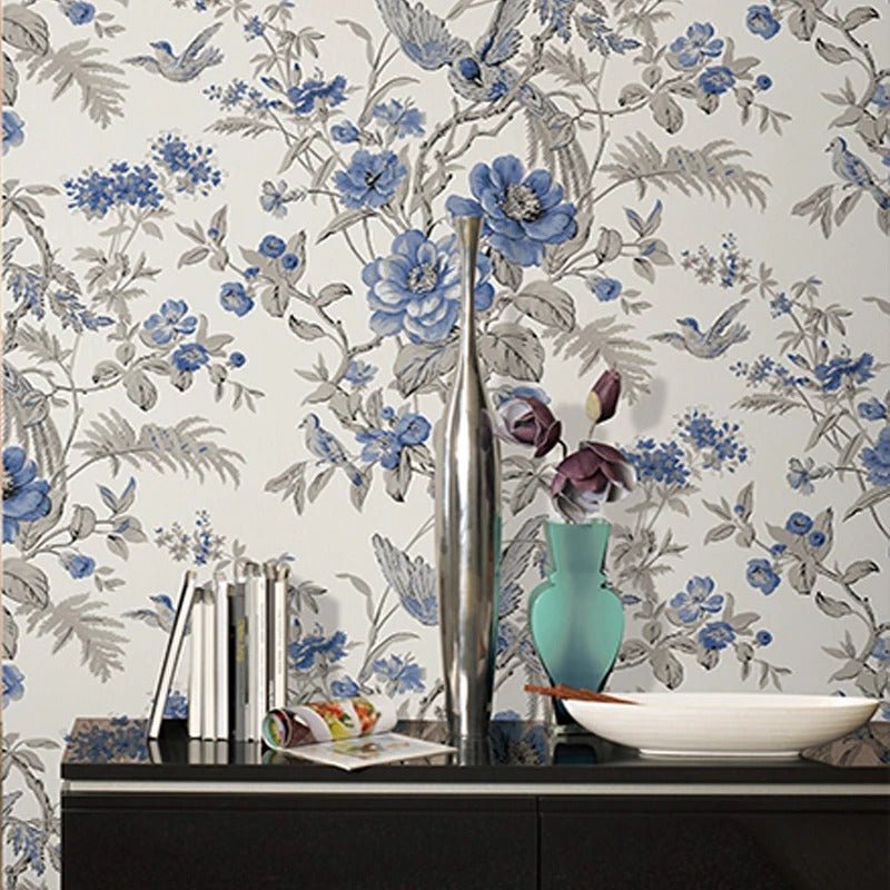 Papier peint fleur bleu — intissé mat premium