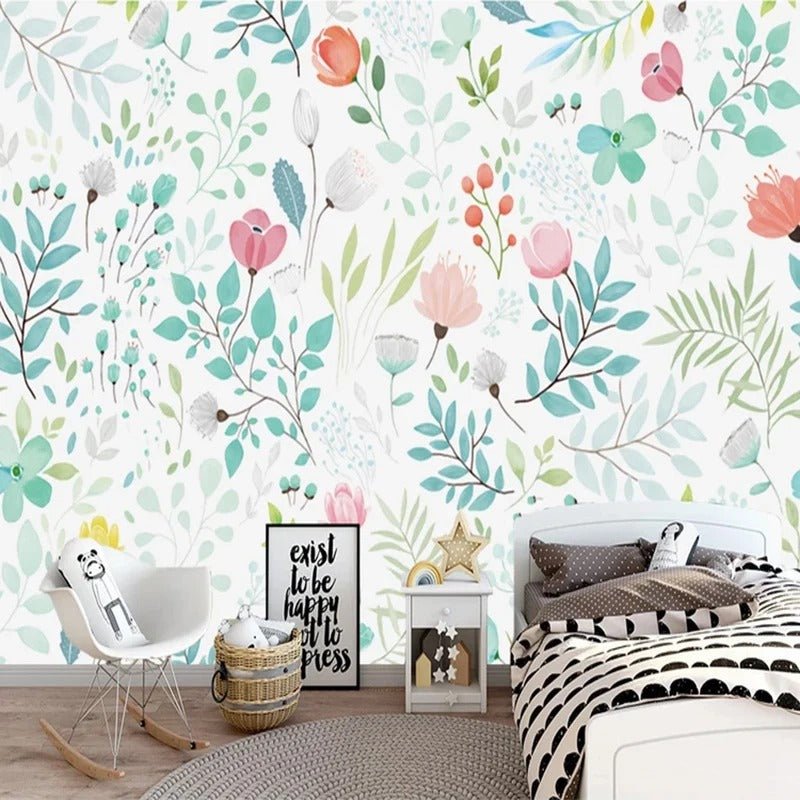 Papier peint fleur chambre bebe — autocollant
