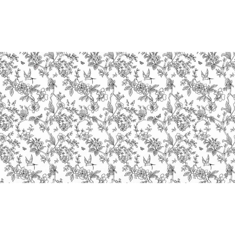Papier peint fleur noir et blanc — autocollant