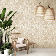 Papier peint fleuri beige - Papierpeint-panoramique.fr